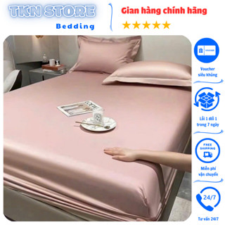 Bộ ga gối bo chun phi lụa đơn sắc sử dụng 4 mùa, Ga chun ga trải giường mềm mại thoáng mát  kích thước 1m6 1m8 2m2