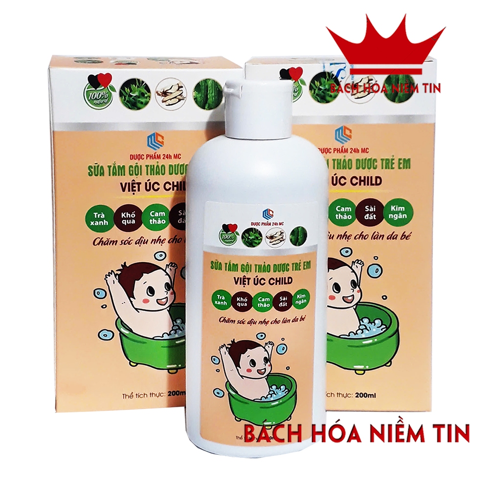 Sữa tắm gội thảo dược cho trẻ em Việt Úc Child - Thành phần thảo dược tự nhiên, an toàn cho làn da bé - Hộp 200ml