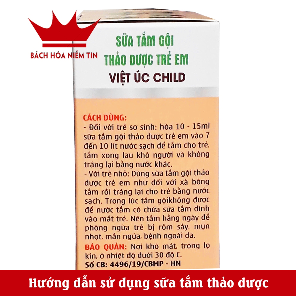 Sữa tắm gội thảo dược cho trẻ em Việt Úc Child - Thành phần thảo dược tự nhiên, an toàn cho làn da bé - Hộp 200ml