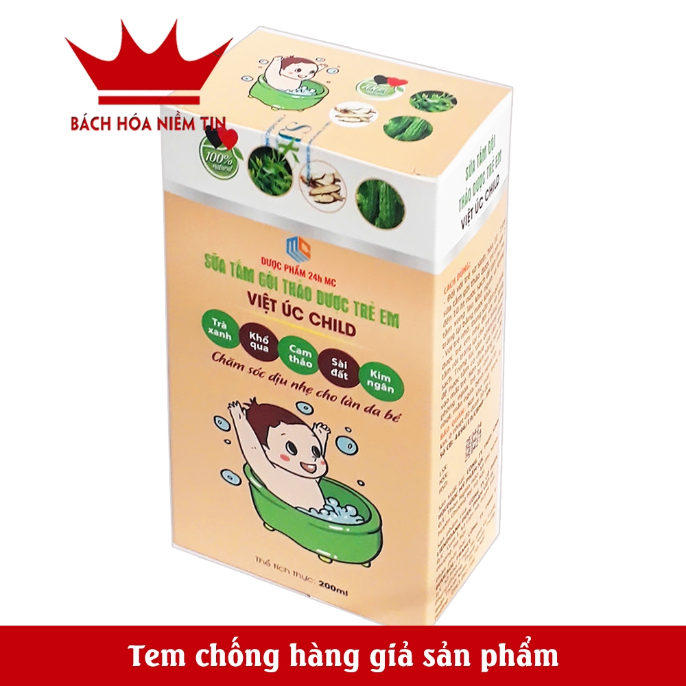 Sữa tắm gội thảo dược cho trẻ em Việt Úc Child - Thành phần thảo dược tự nhiên, an toàn cho làn da bé - Hộp 200ml