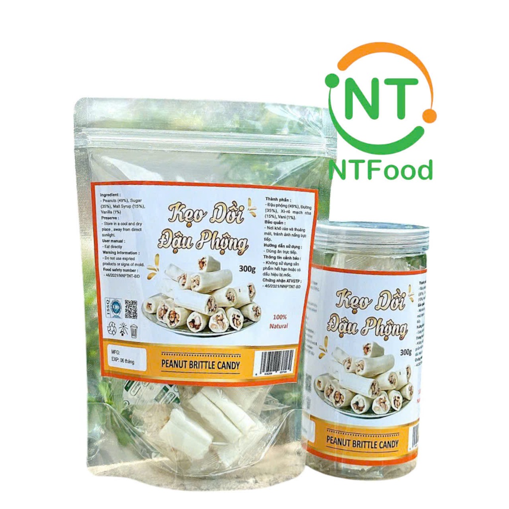 Kẹo Dồi Đậu Phộng NTFood 300Gr - Nhất Tín Food