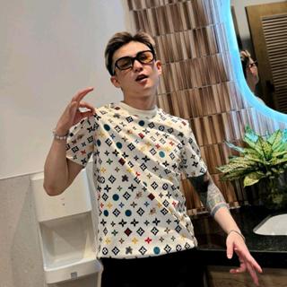 Áo thun nam ngắn tay cổ tròn phối in chữ full vải cotton co giãn mặc mát genz, áo không cổ nam VB023