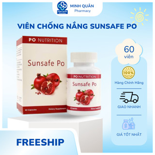 SUNSAFE PO Viên Uống Chống Nắng Nội Sinh Chiết Xuất Từ Quả Lựu Đỏ (hộp 60 Viên)