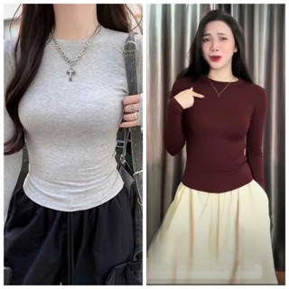Áo Thun Dài Tay Nữ Thắt Eo Ôm Body Vải Cotton Zip Dầy Dặn Mềm Mịn Siêu Co Dãn MA115