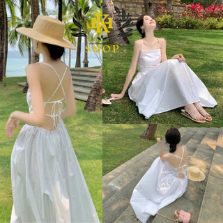 Đầm Đi Biển Maxi Hở Lưng Có Mút Ngực Chất Vải Đũi Lụa QC Chính Phẩm, Váy Đi Biển May 2 Lớp Siêu Xinh