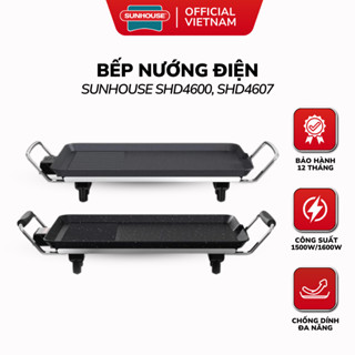 Bếp Nướng Điện Không Khói SUNHOUSE SHD4600/SHD4607 - Công Suất 1600W, Gọn Nhẹ, Tay Cầm Cách Nhiệt