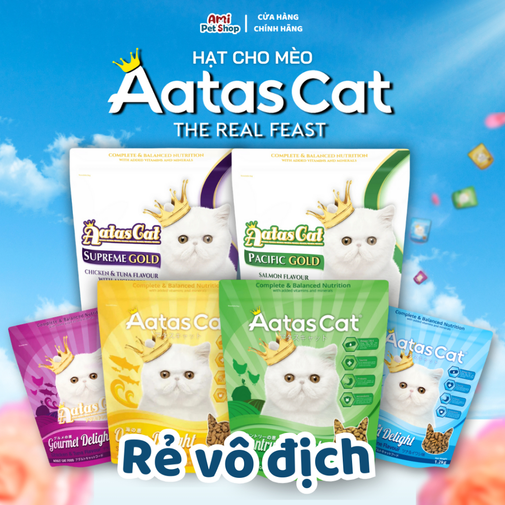 Hạt Aatas Cat Delight/ Aatas cat gold 1.2kg | Hạt Cho Mèo Dưỡng lông, Giảm búi lông