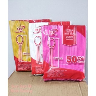 combo 10 bịch Muỗng nhựa trà sữa 20cm cao cấp, gói 50 chiếc ăn toàn, tiện dụng dùng 1 lần