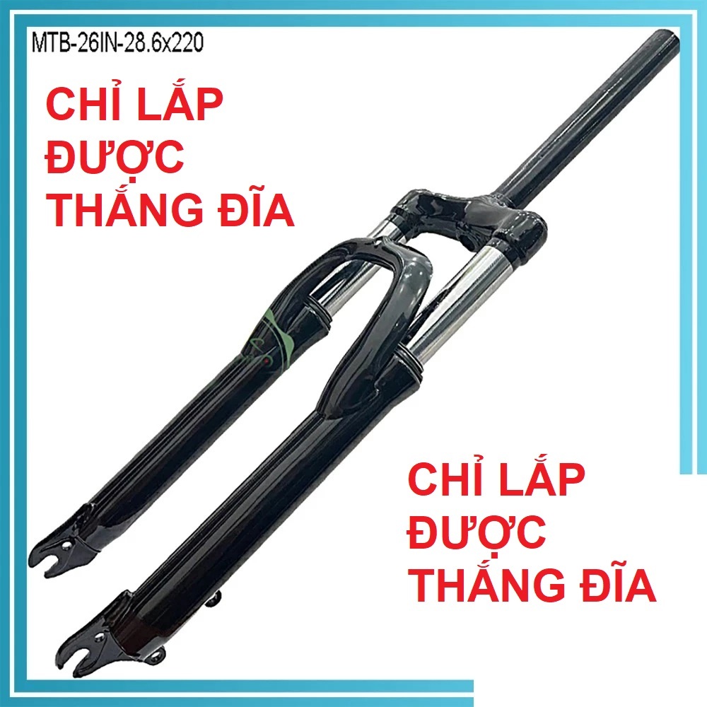 Phuộc nhún xe đạp thể thao địa hình 26in-24in-20in (có chỗ bắt heo đĩa)