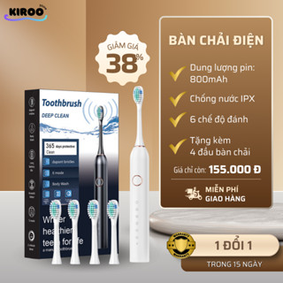 Bàn Chải Điện DEEP CLEAN Làm Sạch Làm Trắng Răng 6 Chế Độ Đánh, Tặng Thêm 4 Đầu Chải