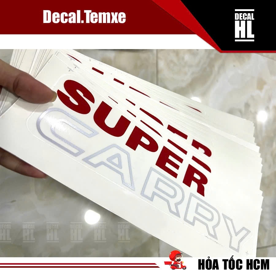 Tem chữ SuperCarry dán xe tải Suzuki. Tem Super Carry dán đầu xe Suzuki
