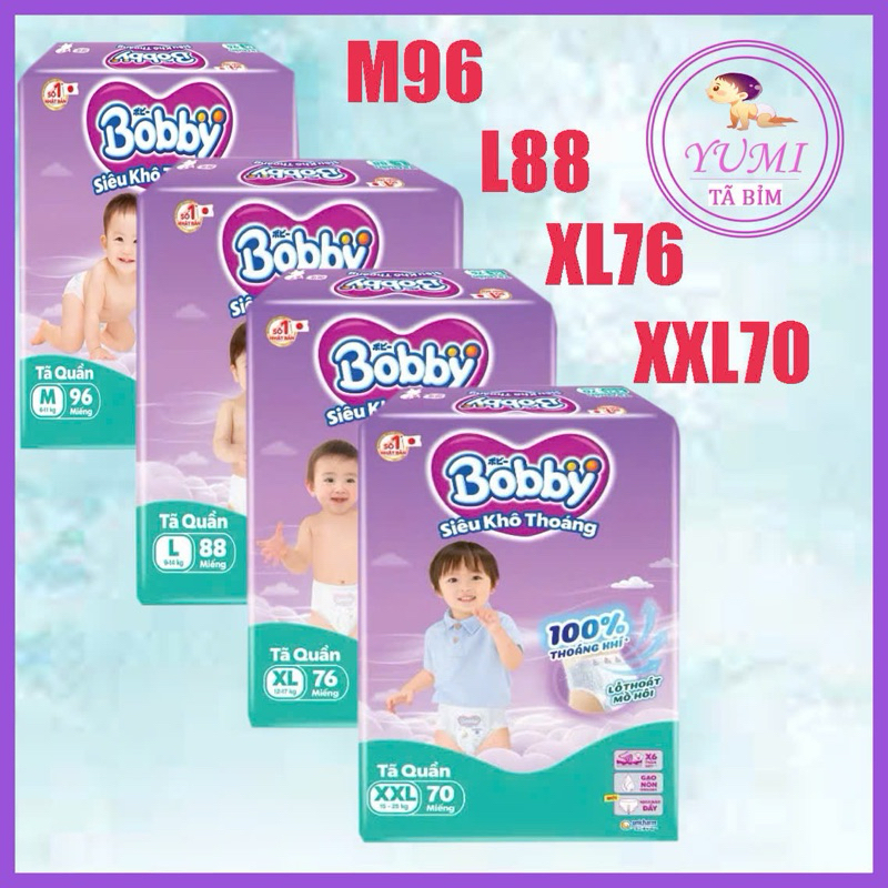Tã quần Bobby Ultra Mẫu mới M96/L88/XL74/XXL68cho bé