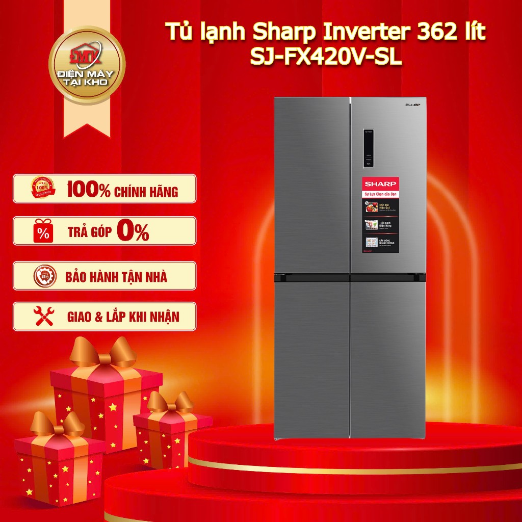 Tủ lạnh Sharp Inverter SJ FX420V SL 362 lít – 4 cánh – Express Freezing & Plasmacluster – Công nghệ 