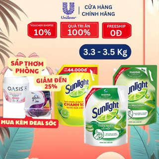 Nước Rửa Chén Sunlight Túi 3.4kg/3.5kg – Đánh Bay Dầu Mỡ Dịu Nhẹ Da Tay – Hương Thiên Nhiên