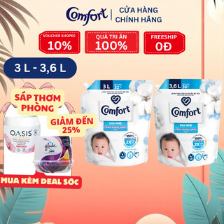 Nước Xả Vải Comfort Hương Phấn Em Bé Dịu Nhẹ – Túi 3L/3.6L An Toàn Cho Da Nhạy Cảm