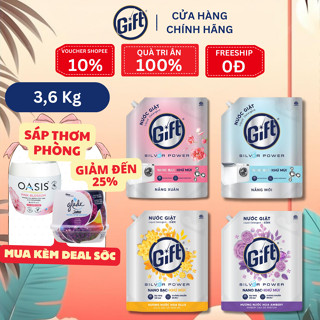 Nước Giặt Gift Túi 3.6kg - Công Nghệ Nano Bạc Khử Mùi Dịu Nhẹ Với Da