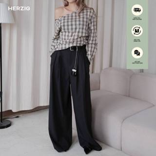  Quần ống suông 2 xếp li to thắt lưng túi nhỏ Herzigroom - Q1733 