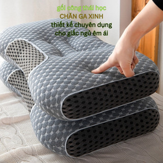 Gối công thái học matssa gối đầu spa chống mỏi cổ vai gáy mềm mại thoáng khí