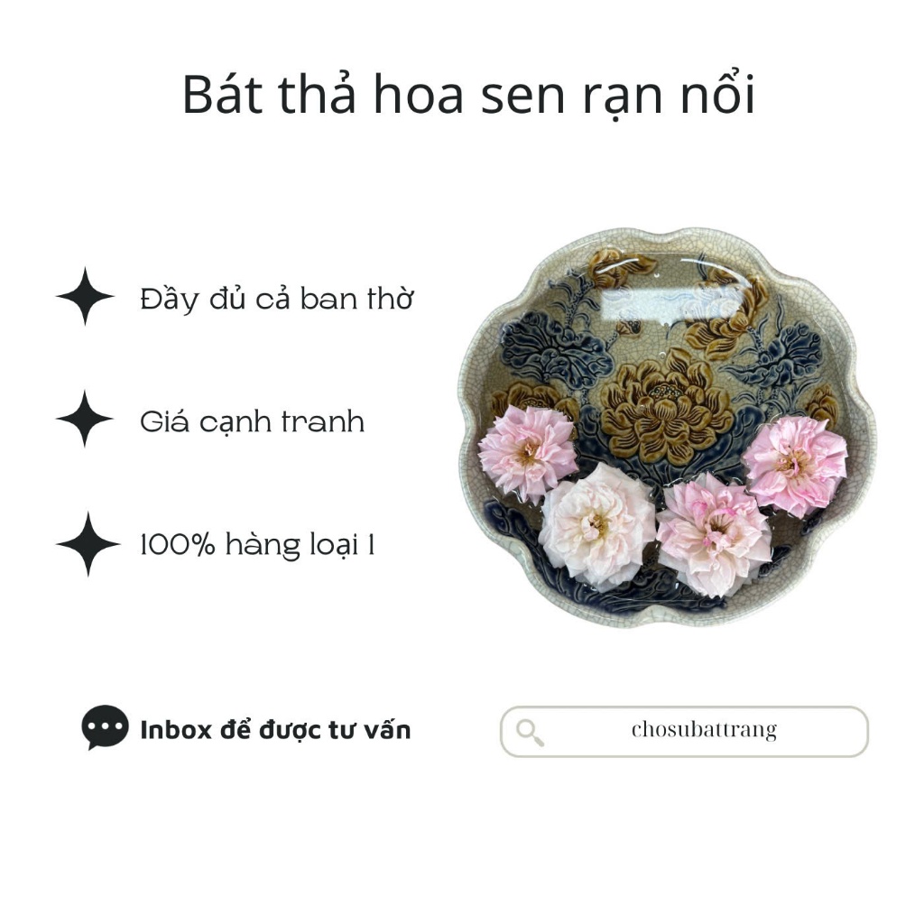 Bát Thả Hoa Sen Rạn Nổi – Vẻ Đẹp Tinh Tế Cho Không Gian Thờ Cúng