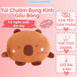 Túi chườm nóng giảm đau bụng kinh cho nữ 1000ml dạng gấu bông lông mềm mịn dễ thương Tora Home