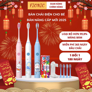 Bàn Chải Điện Cho Bé Lông Mềm Kháng Khuẩn FIONIC ET12 Đánh Răng Sạch Êm Ái Nướu Từ 3 -13 Tuổi