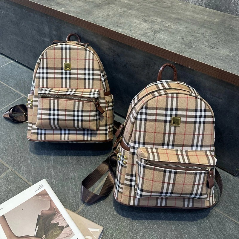 {SALE LỚN} Balo da kẻ BBR  nam nữ đi học đi chơi cao cấp size 40 Vừa A4 , Laptop hàng quảng châu siêu sịn