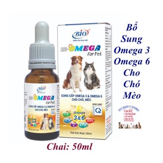  Chai bổ sung Vitamin Axit béo Omega 6 và Omega 3 cho Chó Mèo Bio-Omega For Pet Chai 50ml Giảm rụng lông mượt da lông 