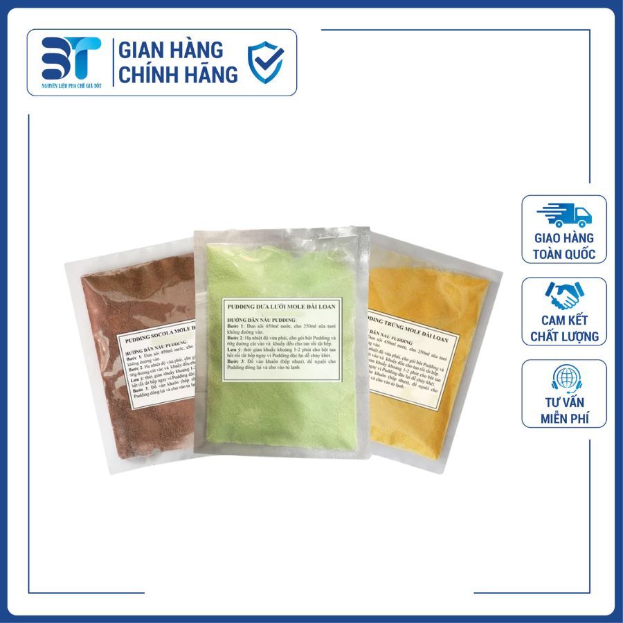 Bột làm Pudding Socola, Trứng, Dưa Lưới (120g) thương hiệu Mole, bột pudding Mole Đài Loan