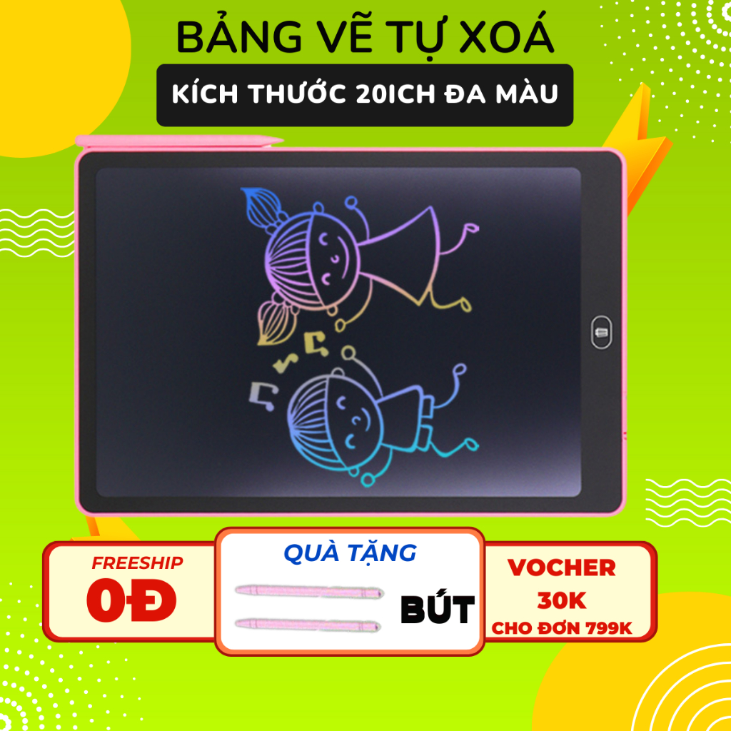 [ có 20ich] Bảng Viết Tự Xoá đa màu 20ich 16inch- 12inch-10inch-8.5inch, Bảng Vẽ Cho Bé Tự Xóa LCD Điện Tử Thông Minh