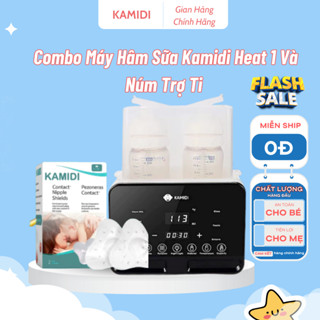 Combo Máy Hâm Sữa Tiệt Trùng Bình Sữa Đa Năng Kamidi Heat 1 Và Núm Trợ Ti Kamidi Tiện Lợi