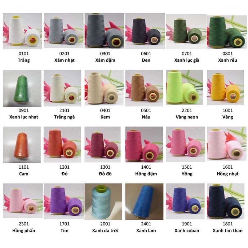 Chỉ may các màu cuộn 5000m( Giao đơn từ 4 cuộn)
