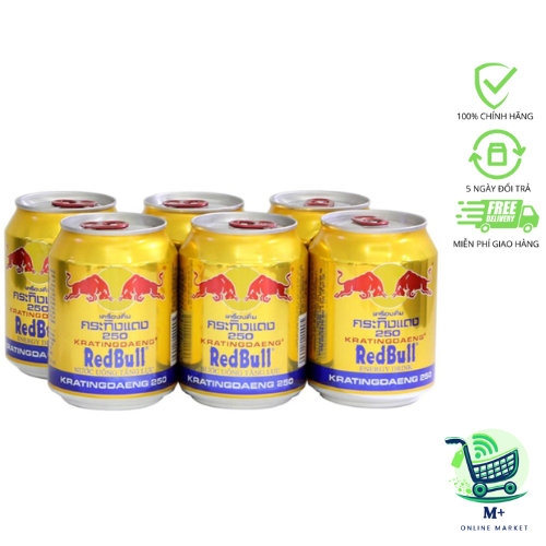 LỐC 6 LON NƯỚC BÒ HÚC THÁI REDBULL 250ML/ BÒ HÚC RED BULL