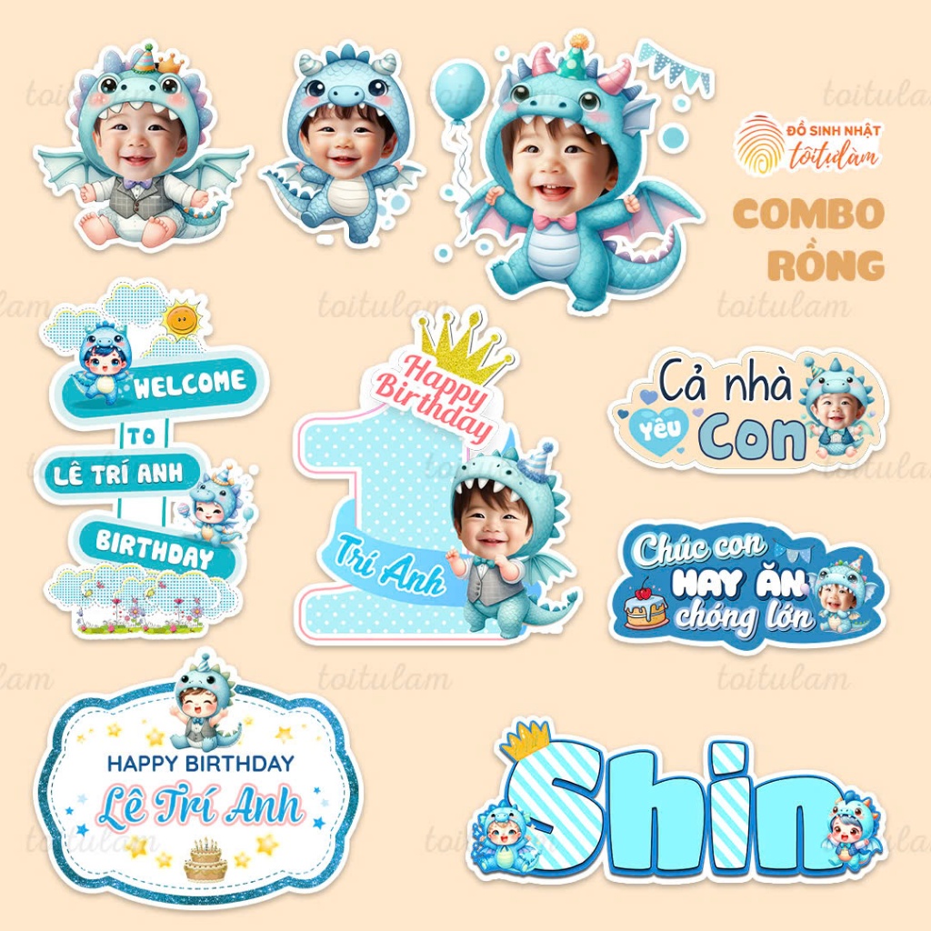 Combo Chibi trang trí sinh nhật cho bé - Tôi Tự Làm