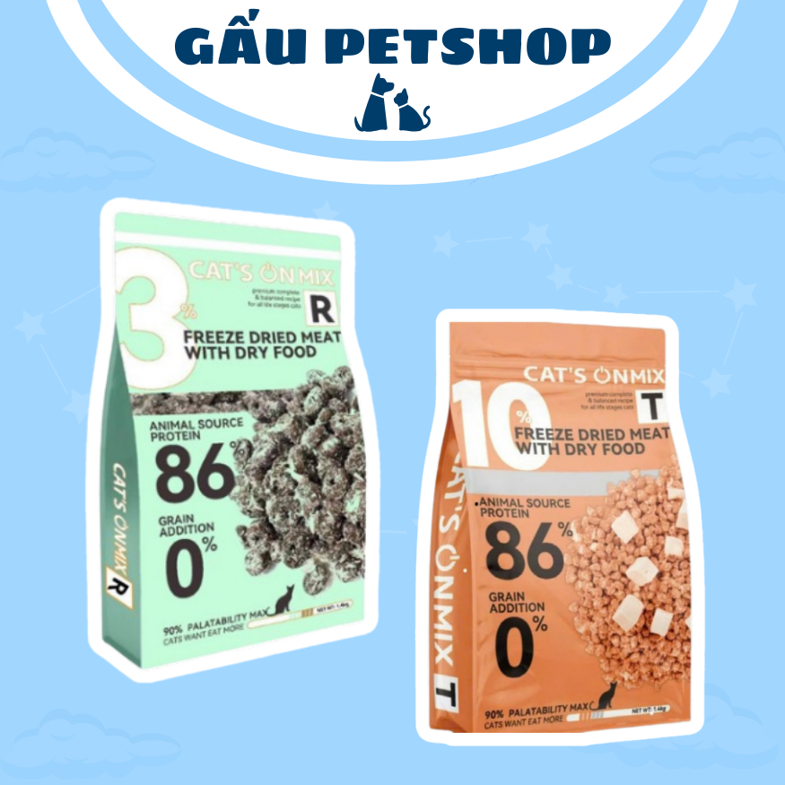Hạt Cat's On Mix R Túi 1,4kg Cho Mèo - Hạt Cats On Mix T Lõi Chà Bông Sấy