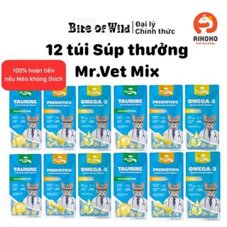 【 COMBO  12 gói Súp thưởng cao cấp cho Mèo MR.VET - Bổ sung Omega-3, Taurine, Prebiotics