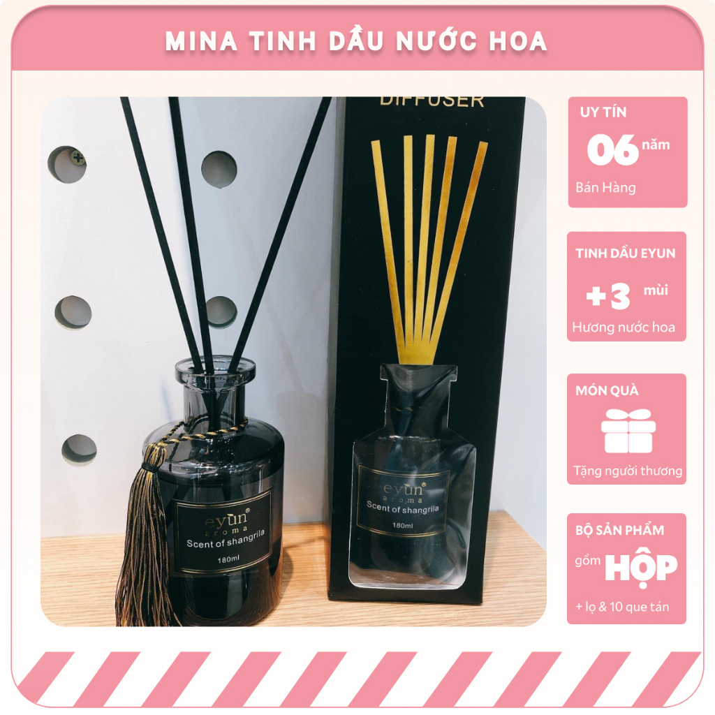 Tinh dầu Shangrila khách sạn hương thơm phòng mát dịu khử mùi kèm que khuyếch tán mùi Eyun Aroma MINA