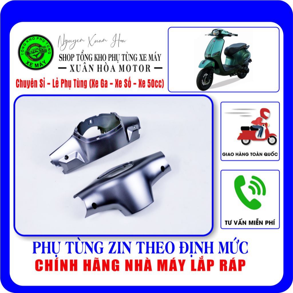 Bộ ốp đầu đèn Vespa AT88/ Vespa Canely/ Vespa Victoria 50cc (Chất liệu nhựa ABS cao cấp, hàng nhập k