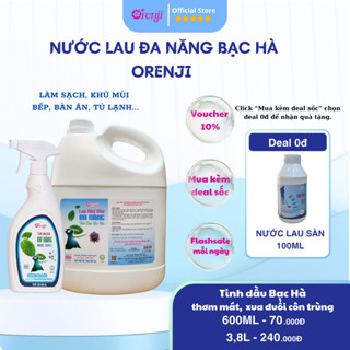 Nước lau bàn ghế, tủ lạnh, bếp, kính, nước xịt thơm phòng, tinh dầu bạc hà, không hóa chất Orenji