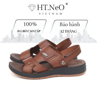 Giày Sandal nam HT.NEO da bò thật êm mềm kết hợp với đế kếp cao 3,5cm giúp tôn dáng ,tăng chiều cao , kiểu dáng lịch sự