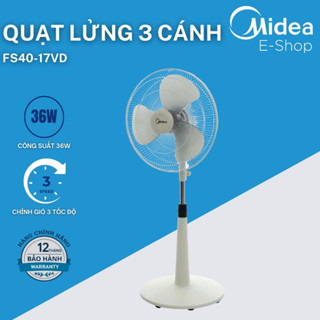 Quạt Đứng Midea FTS40-17VD - 36W, 3 Cánh 40cm, 3 Tốc Độ Gió, Bảo Hành 12 Tháng, Chính Hãng