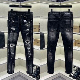  Quần jean bò nam PB slimfit wash đen mài loang rách xước sợi vảy sơn đùi phối khoá lệch 4 cúc QJ686P 