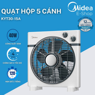 Quạt Để Bàn, Quạt Hộp, Quạt Để Giường 5 Cánh Midea KYT30-15A | Công Suất 40W, Hẹn Giờ, Chính Hãng