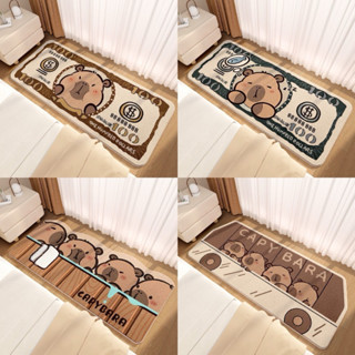 Thảm len lông cừu trải sàn phòng ngủ phòng khách hoạ tiết Capybara decor nhà - Thảm lau chân dài kích thước 50x120cm
