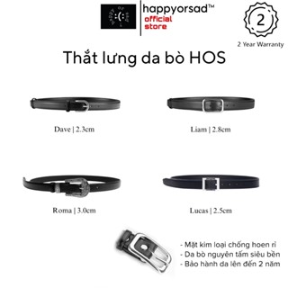  Thắt Lưng da bò nhập khẩu bản nhỏ hợp kim cao cấp chống rỉ bảo hành 24 tháng HAPPYORSAD   Black Leather Belt HOS   