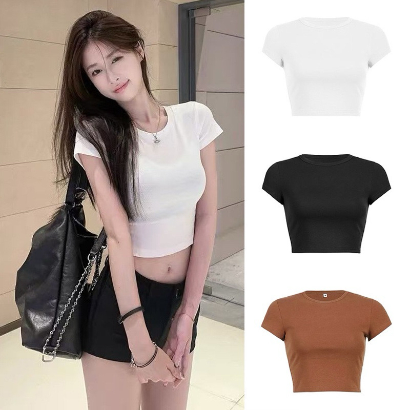 PQ06- Áo thun cộc tay croptop ( Thân ngắn) 42-52kg PQ Store chất Bozip co giãn tốt, tôn dáng | BigBuy360 - bigbuy360.vn