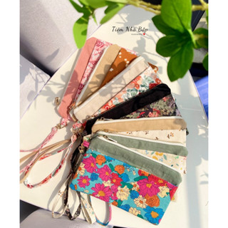 1️⃣(HÀNG CÓ SẴN  1 )Ví vải hoạ tiết phối dài 2 ngăn handmade Tiệm Nhà Bắp (tặng  kèo dây đeo tay)