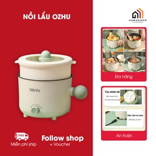 Nồi Lẩu Điện Mini Đa Năng, Ca Nấu Mì Ozhu 2 Nấc Nhiệt Dung Tích 1.8L Công Suất 600W Tặng Kèm Giá Hấp, Bảo Hành 12 tháng