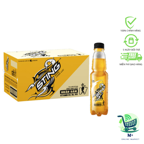 Thùng 24 Chai Nước Tăng Lực Sting Vàng (330ml/chai)