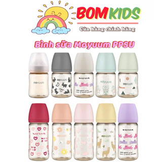 Bình sữa Moyuum Hàn Quốc họa tiết Size 170ml và 270ml nhựa Ppsu núm mềm, có tem chống hàng giả chính hãng