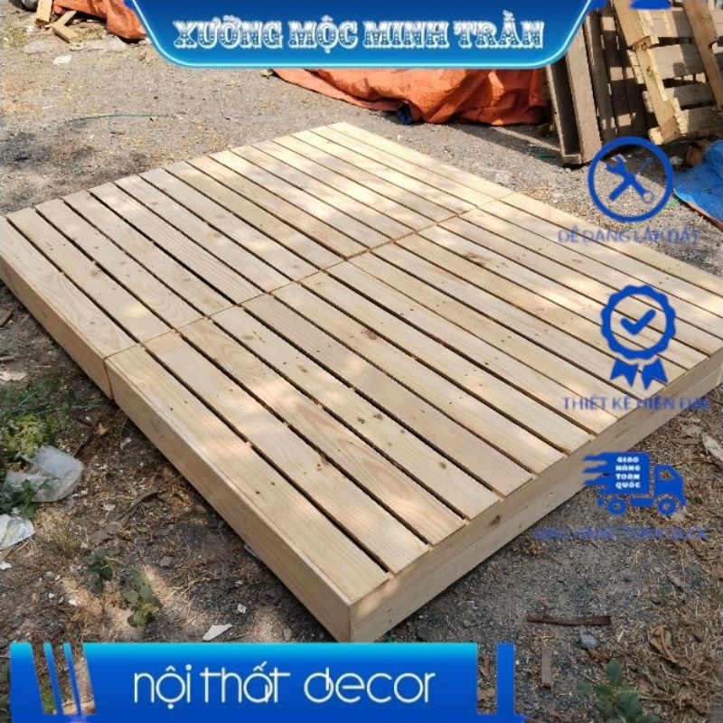 Giường Pallet Gỗ Thông Gấp Gọn Nhiều  Kích Thướt , Cao 8.5 cm và cao 15.5cm  Bề Mặt Láng Mịn